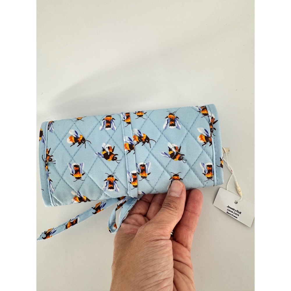 Vera Bradley Jewelry Roll Women OS Blue Bee's Knees Quilted Travel Organizer - Picture 7 of 15